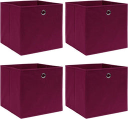vidaXL - Opbergboxen - 4 - st - 32x32x32 - cm - stof - donkerrood