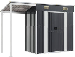 vidaXL - Tuinschuur - met - verlengd - dak - 277x110,5x181 - cm - staal - antraciet