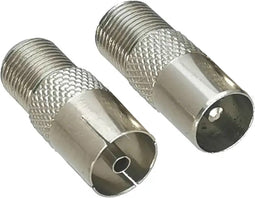 F naar COAX adapters. Set van 2 (mannelijk en vrouwelijk)
