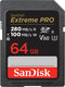 SanDisk Extreme Pro - SDXC UHS-II - 64GB 280MB/s 100MB/s schrijfsnelheid V60 4K