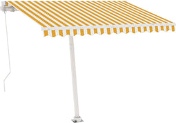 vidaXL - Luifel - vrijstaand - handmatig - uittrekbaar - 300x250 - cm - geel - en - wit
