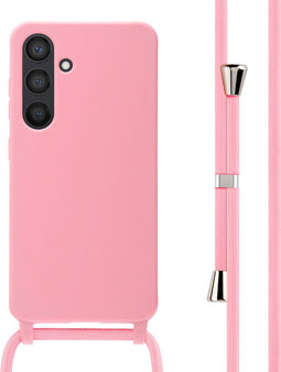 iMoshion Hoesje Geschikt voor Samsung Galaxy S24 Hoesje Met Koord - iMoshion Siliconen hoesje met koord - Roze