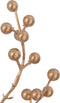 J-Line Kerstdecoratie tak met bessen - kunststof - goud - 24 stuks