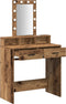 vidaXL - Kaptafel - met - LED - Verlichting - - - Vintage - Houtlook, - 79x41x140 - cm