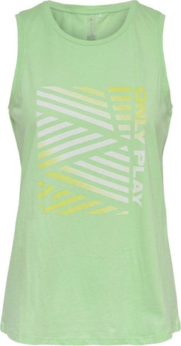 Only Play Mindy Life SL Top - Mouwloos - Logoprint - Groen - Maat XL