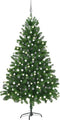 vidaXL - Kunstkerstboom - met - verlichting - en - kerstballen - 210 - cm - groen