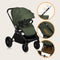 Lionelo Mika Plus Kinderwagen - All-Terrain Wielen - Lichtgewicht - Verstelbare Zitting - XXL Kap UPF 50+ - Compact Opvouwbaar - Set: Klamboe Voetenzak Regenhoes Draagriem
