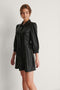 Na-kd - PU mini-jurk met pofmouwen - Zwart - Maat EU 34