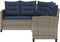 vidaXL - Tuinbank - met - tafel - en - kussens - L-vormig - poly - rattan - grijs