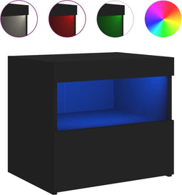 vidaXL - Nachtkastje - met - LED-verlichting - 50x40x45 - cm - zwart