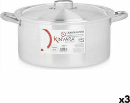 Kookpot met Deksel Zilverkleurig Aluminium 12,5 L (3 Stuks)