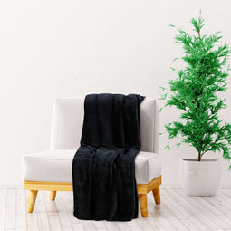 vidaXL - Deken - 130x170 - cm - polyester - zwart