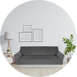 Hilvard - Bankhoes 4 zitsbanken - Stretch - Velvet - Grijs - (230 - 275 cm)