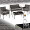 tectake® Wicker tuinset Palese - Zitgroep voor 4 personen - Loungebank met tuintafel en 2 tuinstoelen - Waterafstotend - Grijs