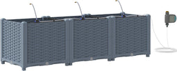 vidaXL - Tuinbakken - met - Waterirrigatiesysteem - 3 - stuks - Lichtgrijs