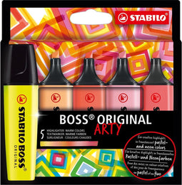 Markeerstift stabilo boss arty warme kleuren - 5 stuks