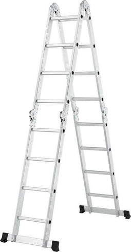 Juskys Multifunctionele vouwladder 6 in 1 - 4.7M - Aluminium - Zilver zwart