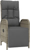 vidaXL - Tuinstoelen - 2 - st - verstelbaar - met - tafel - poly - rattan - grijs