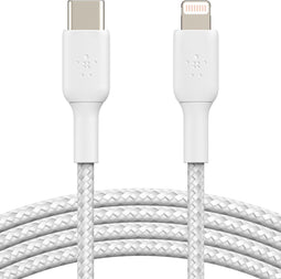 Belkin BOOST↑CHARGE - Gevlochten USB-C naar Lightning Kabel - Snelladen tot 50% in 30 minuten - Wit