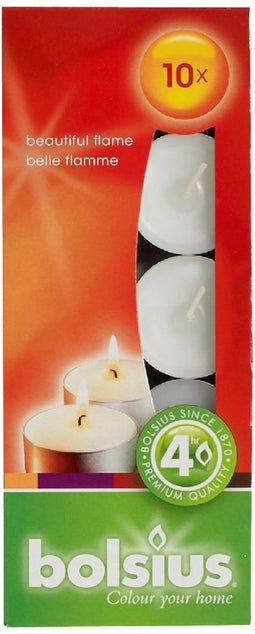 Bolsius Waxinelichtjeshouder Waxinelichtjes 4 uur 10 Wit