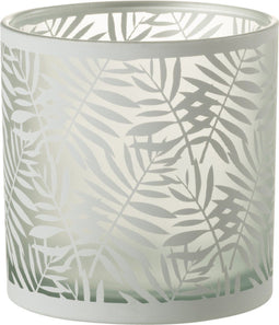 J-Line windlicht Bladeren - glas - wit - large