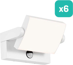 V-TAC VT-11020S-W - LED Draaibare Wandlamp - PIR Sensor - IP65 Waterdicht - Wit - 17W - 2580 Lumen - 4000K (set van 6)