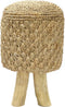 De met raffia beklede kruk