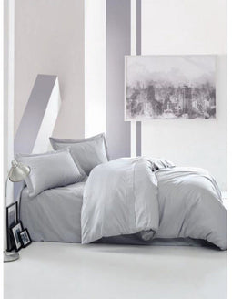 Lovina - Beddengoedset - 1 dekbedovertrek 220 x 240 cm + 2 kussenslopen 60 x 60 cm - 100% katoen satijn - Grijs