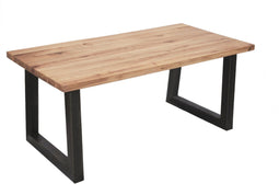 Feel Furniture - 220x100 Eettafel - Massief Boomstamblad Eiken - 5 cm dik - U Frame