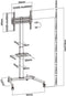 TV standaard - tv statief voet - verrijdbaar - hoogte instelbaar 116 cm tot 151 cm
