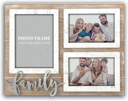 ZEP - Houten Multi Fotolijst Orietta 3Q met tekst "family" voor foto's 2x10x15 en 13x18 afmeting 37x28,5 cm - HR1733