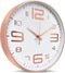 Outpicker Wanduhr - Wandklok - Stille niet-tikkende klok 30 cm - Wit Rose Goud 3D