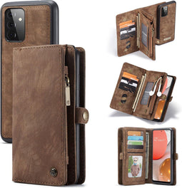 Caseme - vintage 2 in 1 portemonnee hoes - Geschikt voor Samsung Galaxy A72 - Bruin