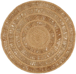 vidaXL - Tapijt - rond - 120 - cm - gevlochten - jute