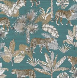 DUTCH - WALLCOVERINGS - Behang - Leopard - blauw - en - beige