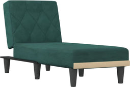 vidaXL - Chaise - longue - fluweel - donkergroen