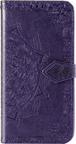 Hoesje Met Pasjeshouder Geschikt voor Motorola Moto G9 Play / Moto E7 Plus - Mandala Bookcase - Paars