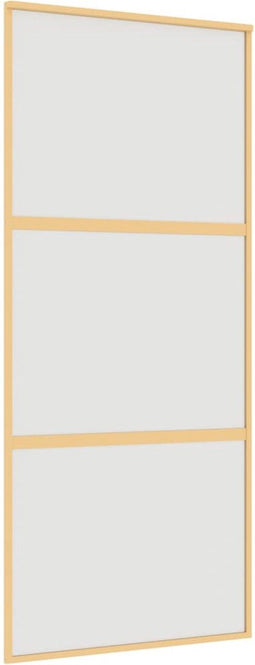 vidaXL - Schuifdeur - 90x205 - cm - mat - ESG-glas - en - aluminium - goudkleurig