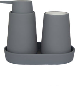 5Five Badkamerset Cocoon - Zeeppomp / Beker / Schaaltje - Grijs