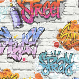 DUTCH - WALLCOVERINGS - Behang - graffiti - meerkleurig - L179-05