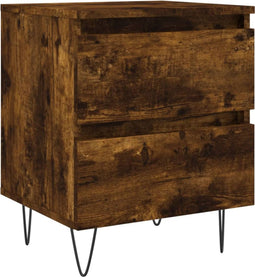 vidaXL - Nachtkastje - 40x35x50 - cm - bewerkt - hout - gerookt - eikenkleurig