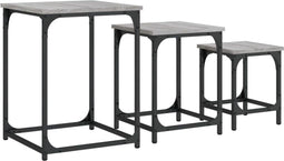 vidaXL - 3-delige - Tafeltjesset - bewerkt - hout - grijs - sonoma
