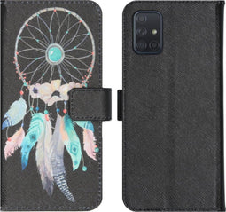 iMoshion Hoesje Geschikt voor Samsung Galaxy A71 Hoesje Met Pasjeshouder - iMoshion Design Softcase Bookcase - Zwart / Meerkleurig / Dreamcatcher