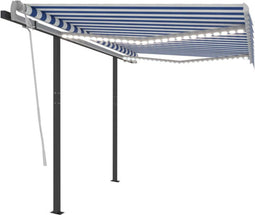 vidaXL - Luifel - automatisch - met - LED - en - windsensor - 3x2,5 - m - blauw - en - wit