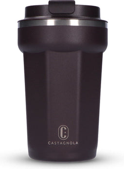 Castagnola Thermosbeker - Koffiebeker To Go - Dubbelwandig - 380 ML - Bruin - Octagon