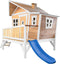 AXI Emma Speelhuis in Bruin/Wit - Met Verdieping en Blauwe Glijbaan - Speelhuisje voor de tuin / buiten - FSC hout - Speeltoestel voor kinderen