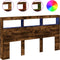 vidaXL - Hoofdbordkast - met - LED-verlichting - 180x17x102 - cm - gerookt - eiken