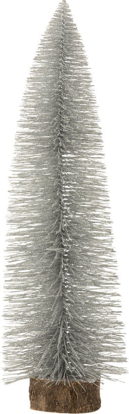 J-Line decoratie Kerstboom - polyresin - glitter/zilver - large