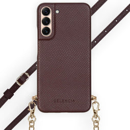Selencia Hoesje Geschikt voor Samsung Galaxy S22 Plus Hoesje Met Koord - Selencia Aina Slang Hoesje met koord - Rood