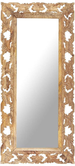 vidaXL - Spiegel - handgesneden - 110x50 - cm - massief - mangohout - bruin